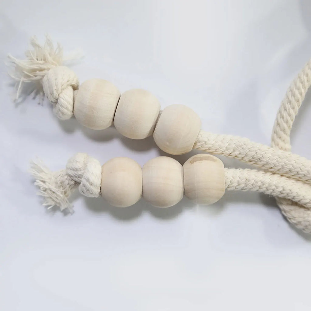 Embrasses tressées à pompon et anneau en bois (lot de 2) – vue 4