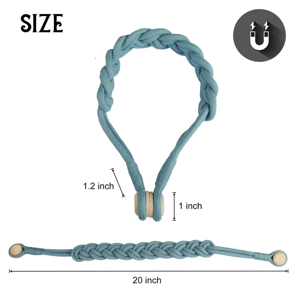 Embrasse magnétique en coton tressé – coloris bleu