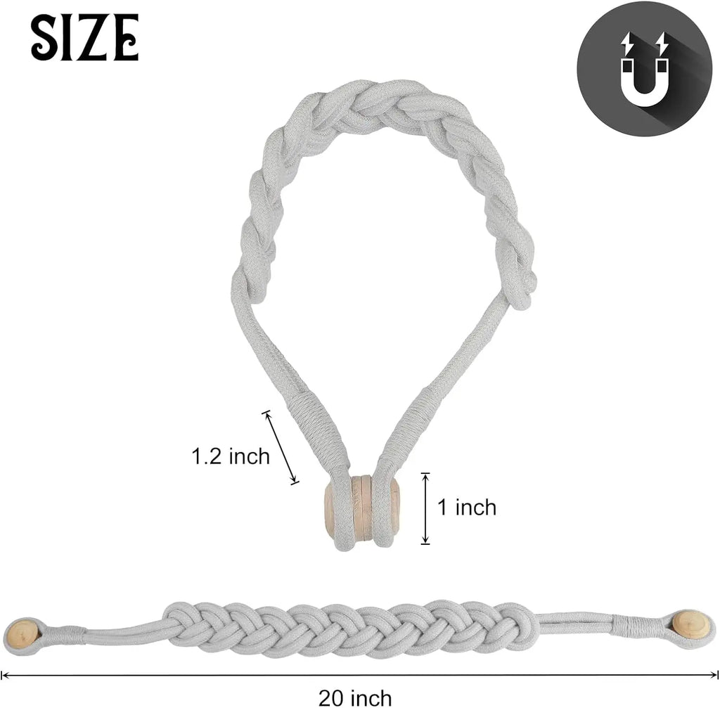 Embrasse magnétique en coton tressé – coloris argenté