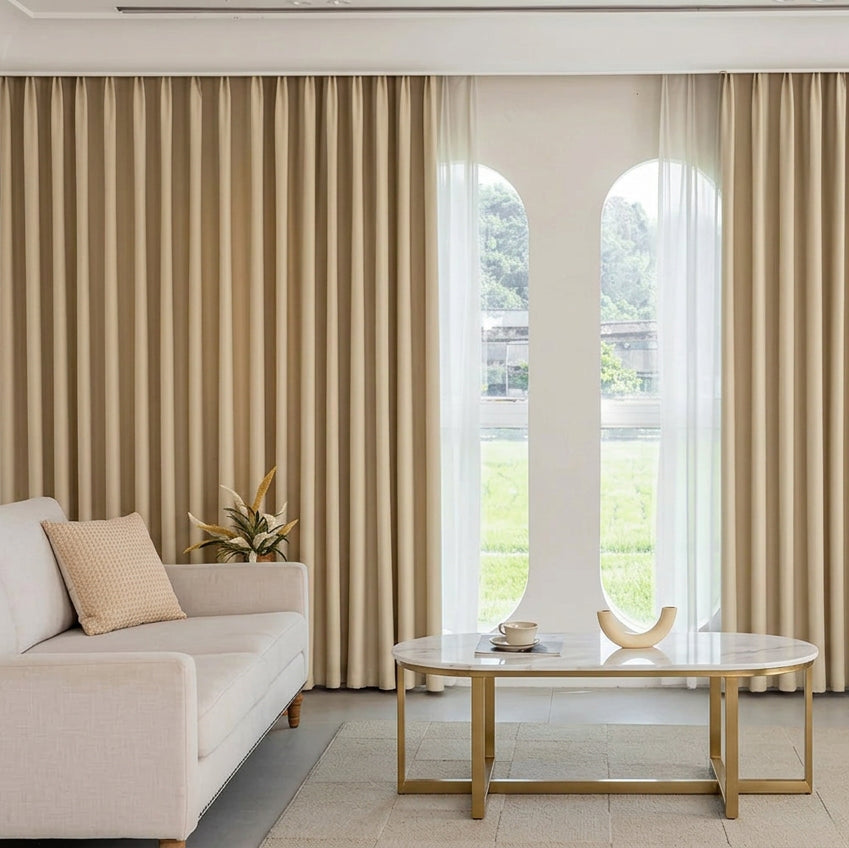 Rideau occultant en chenille – Beige – vue 4