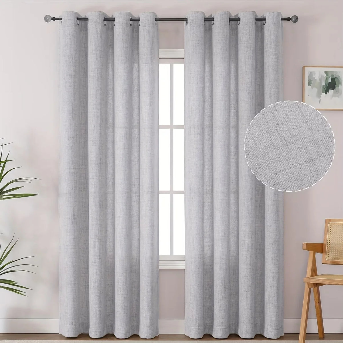 Voilage effet lin vintage – coloris gris