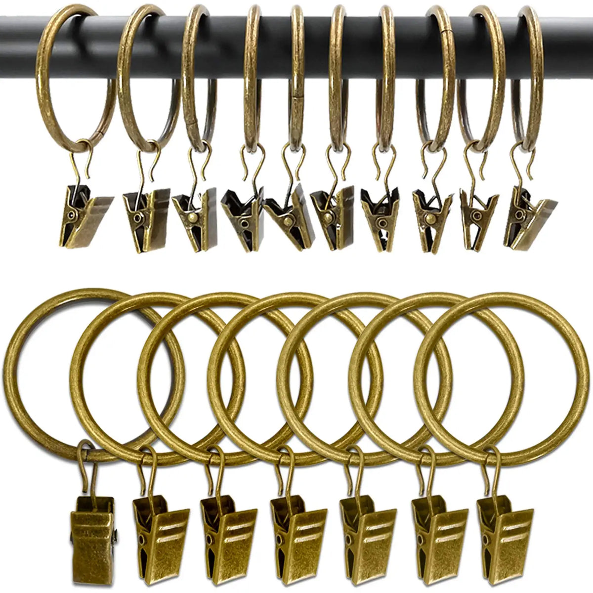 Anneaux à pinces pour rideaux – coloris bronze vert