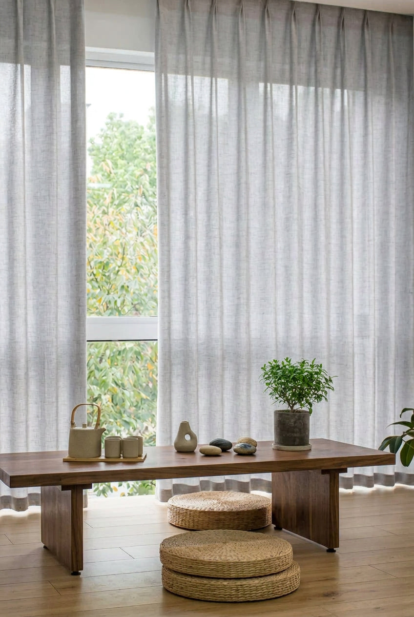 Voilage tamisant effet lin – Gris – vue 3