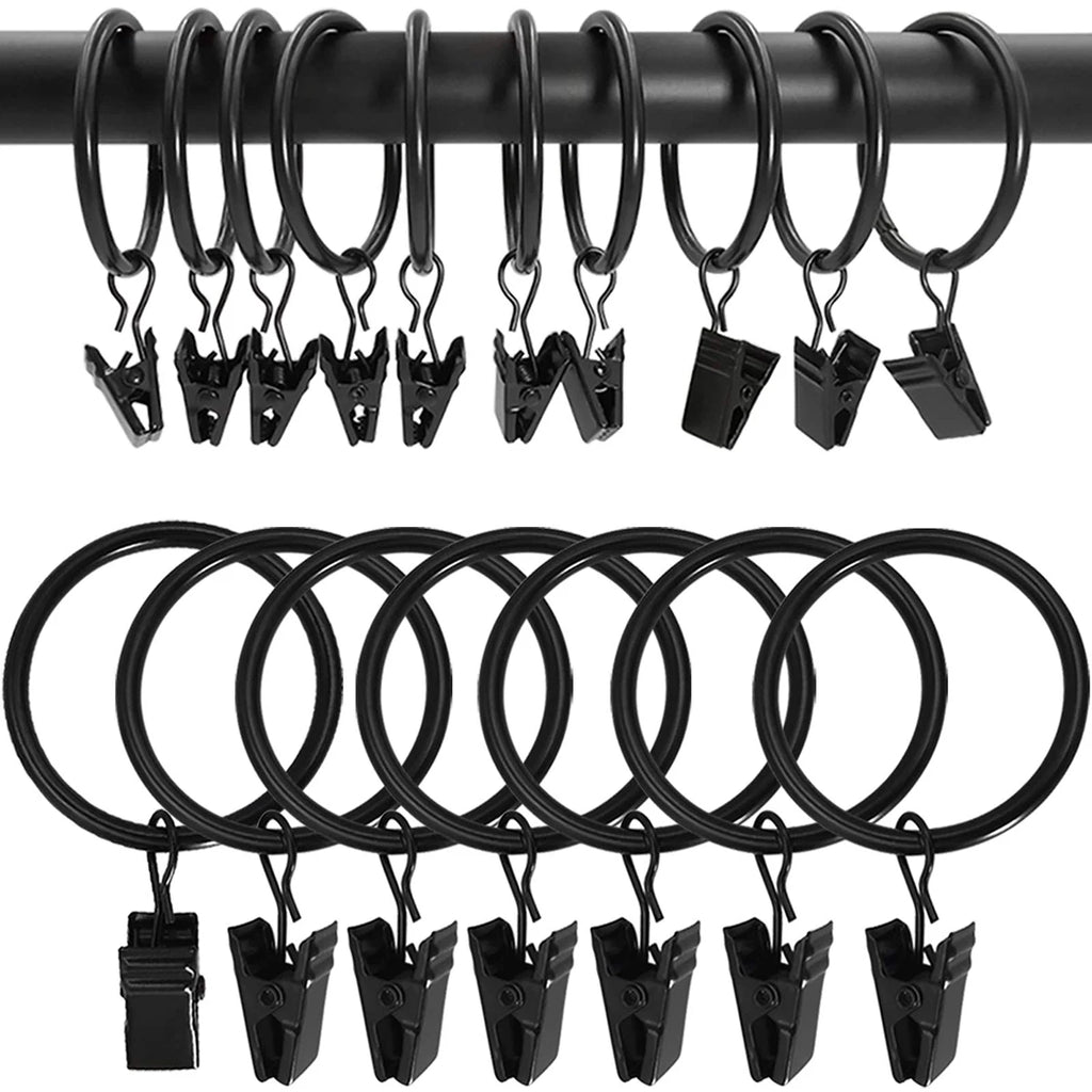 Anneaux à pinces pour rideaux – coloris noir