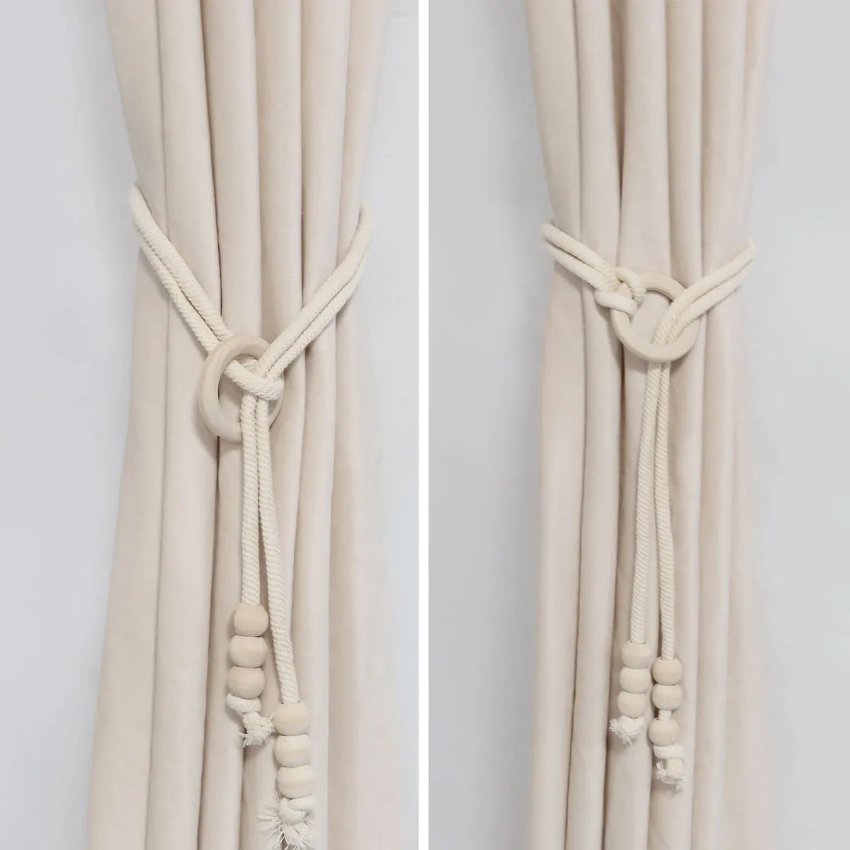 Embrasses tressées à pompon et anneau en bois (lot de 2) – vue 7