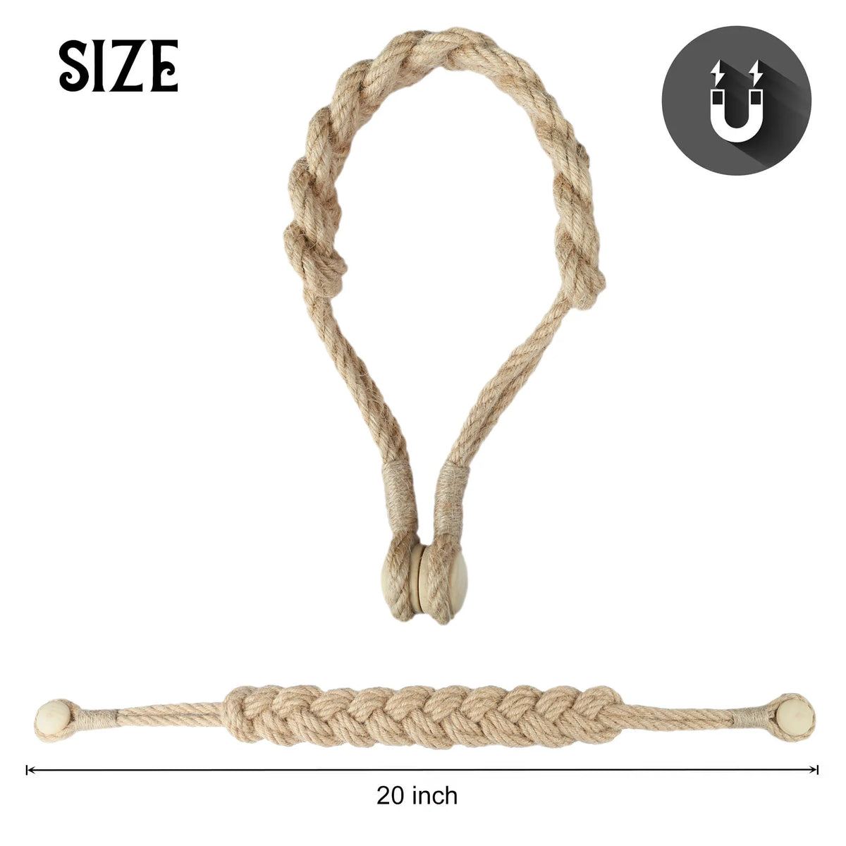 Embrasse magnétique en coton tressé – coloris sable