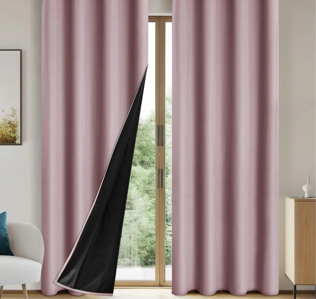 Rideau occultant et thermique – coloris rose