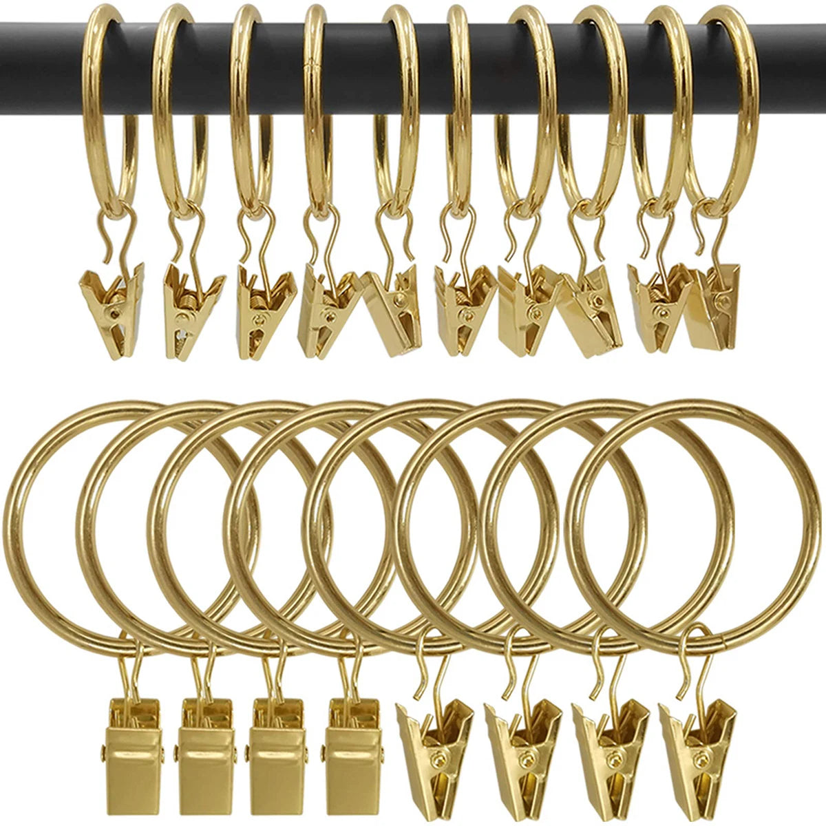 Anneaux à pinces pour rideaux – coloris doré