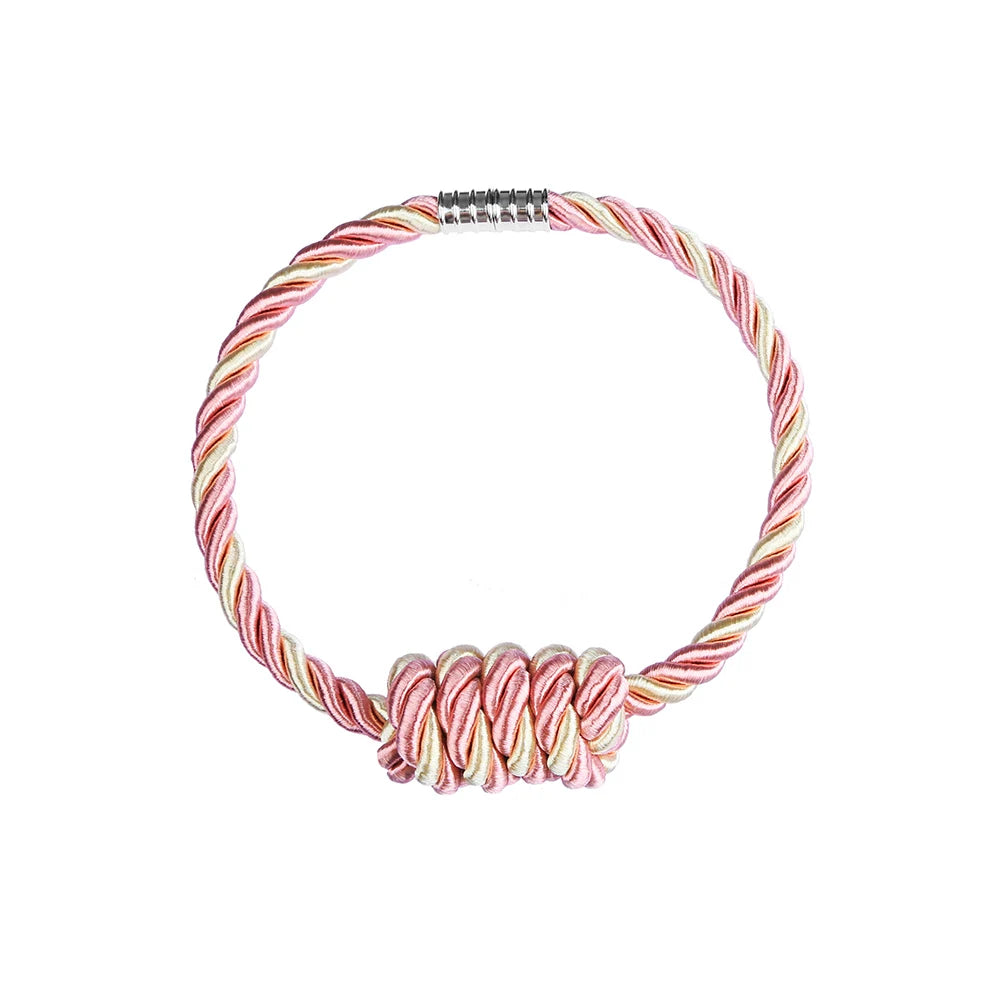 Embrasse magnétique en corde torsadée – coloris rose
